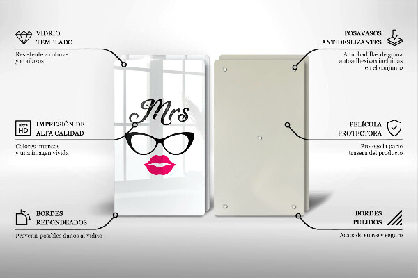 Sklenená doska na krájanie Mrs Mr