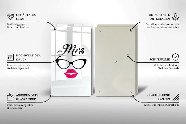 Sklenená doska na krájanie Mrs Mr
