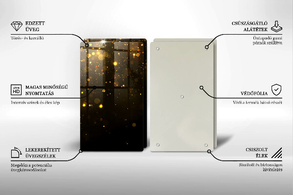 Sklenená doska na krájanie Zlaté trblietky