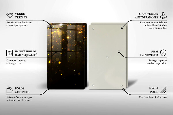 Sklenená doska na krájanie Zlaté trblietky