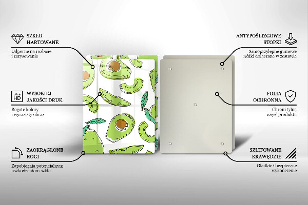 Kuchynská doska veľká zo skla Avokádo a hruška