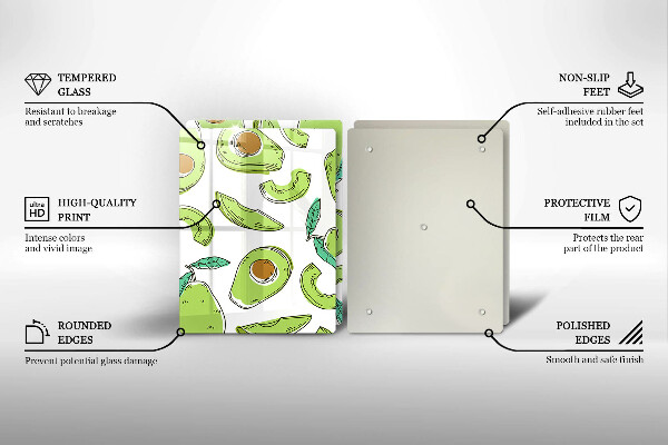 Kuchynská doska veľká zo skla Avokádo a hruška