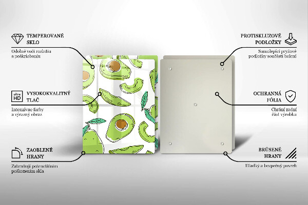 Kuchynská doska veľká zo skla Avokádo a hruška