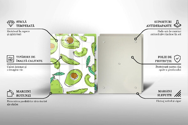 Kuchynská doska veľká zo skla Avokádo a hruška