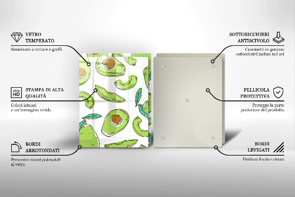 Kuchynská doska veľká zo skla Avokádo a hruška