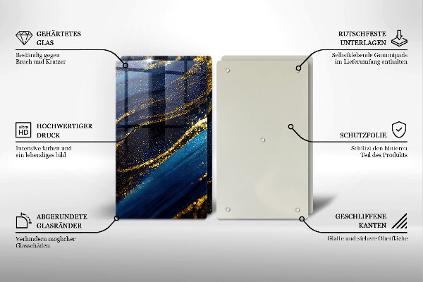 Kuchynská doska veľká zo skla Námornícka modrá abstrakcia
