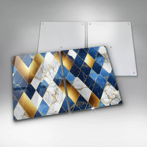 Kuchynská doska veľká zo skla Zlaté mramorové kosoštvorce