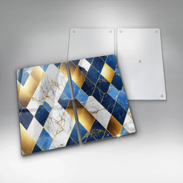 Kuchynská doska veľká zo skla Zlaté mramorové kosoštvorce
