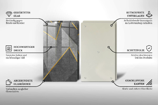 Kuchynská doska veľká zo skla Ostré tvary