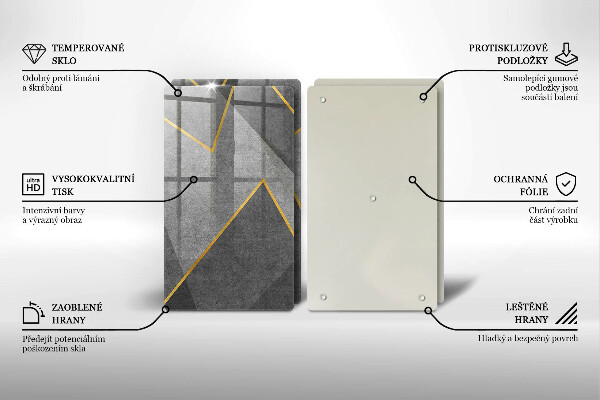 Kuchynská doska veľká zo skla Ostré tvary