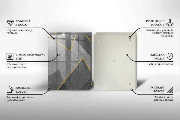 Kuchynská doska veľká zo skla Ostré tvary