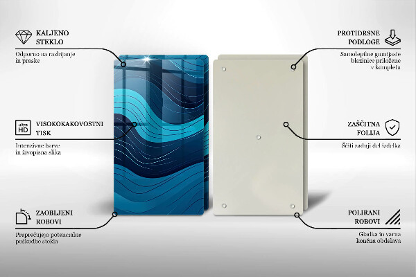 Kuchynská doska veľká zo skla Abstraktné vlny