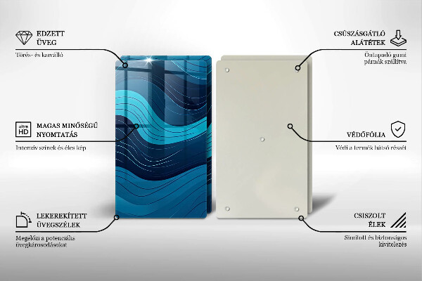 Kuchynská doska veľká zo skla Abstraktné vlny