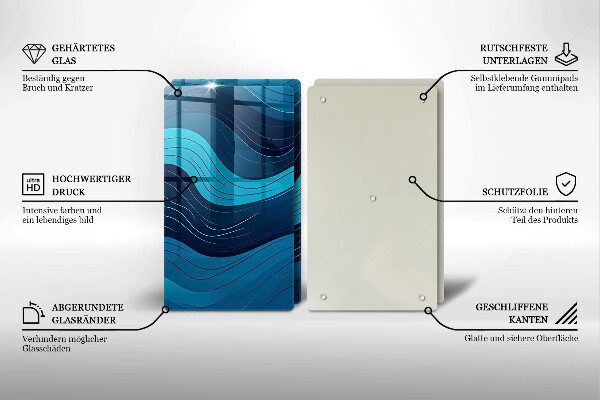 Kuchynská doska veľká zo skla Abstraktné vlny