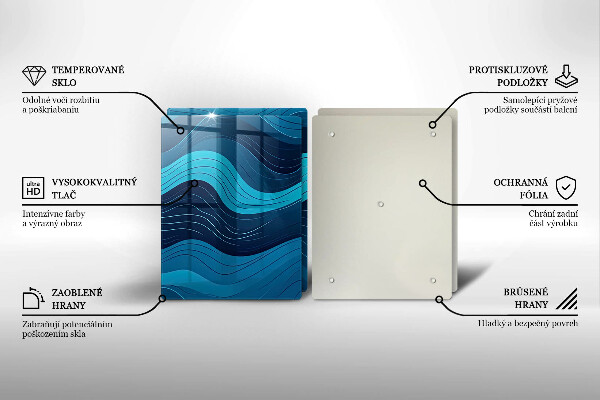 Kuchynská doska veľká zo skla Abstraktné vlny