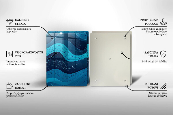 Kuchynská doska veľká zo skla Abstraktné vlny