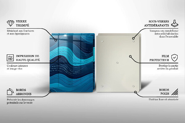 Kuchynská doska veľká zo skla Abstraktné vlny