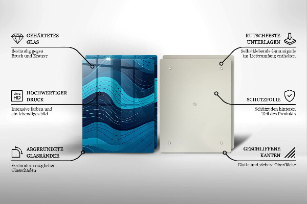 Kuchynská doska veľká zo skla Abstraktné vlny