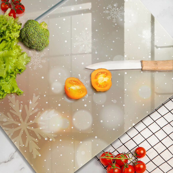 Kuchynská doska veľká zo skla Snehové vločky