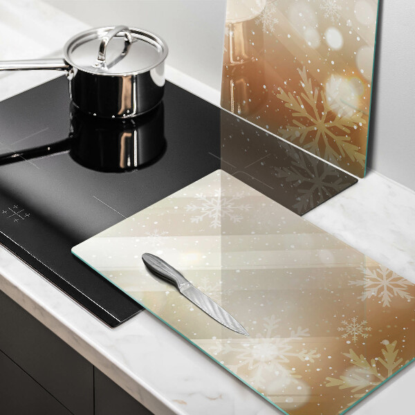 Kuchynská doska veľká zo skla Snehové vločky
