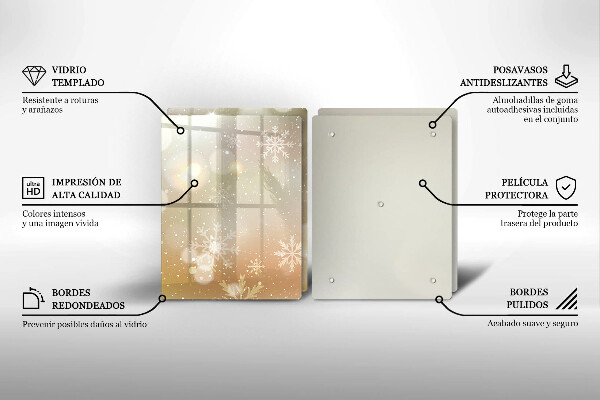 Kuchynská doska veľká zo skla Snehové vločky