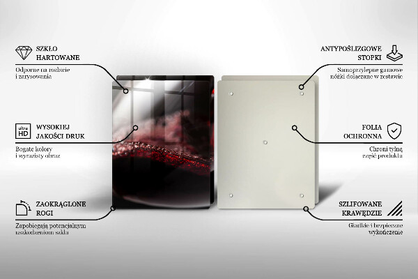 Kuchynská doska veľká zo skla Červené víno v pohári