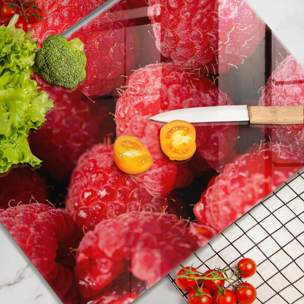 Kuchynská doska veľká zo skla Malinové ovocie