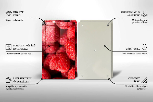 Kuchynská doska veľká zo skla Malinové ovocie