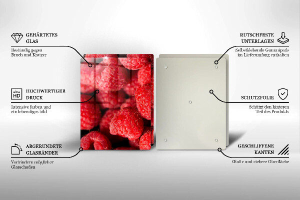 Kuchynská doska veľká zo skla Malinové ovocie