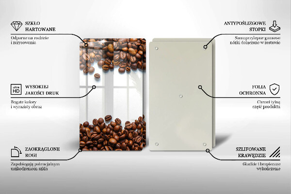 Kuchynská doska veľká zo skla Kávové zrná