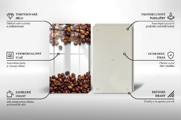 Kuchynská doska veľká zo skla Kávové zrná