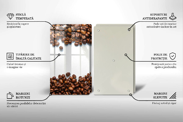 Kuchynská doska veľká zo skla Kávové zrná