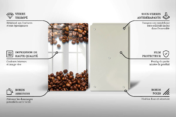 Kuchynská doska veľká zo skla Kávové zrná