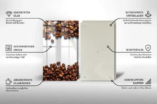 Kuchynská doska veľká zo skla Kávové zrná