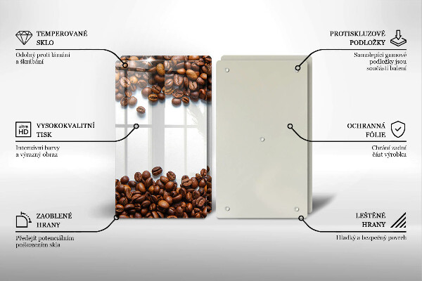 Kuchynská doska veľká zo skla Kávové zrná