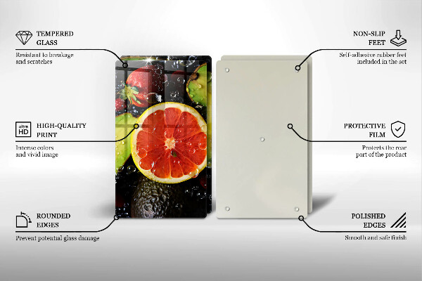 Kuchynská doska veľká zo skla Ovocie a zelenina