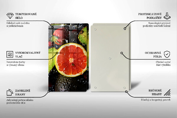 Kuchynská doska veľká zo skla Ovocie a zelenina