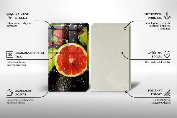 Kuchynská doska veľká zo skla Ovocie a zelenina