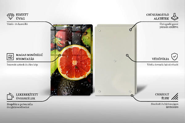 Kuchynská doska veľká zo skla Ovocie a zelenina