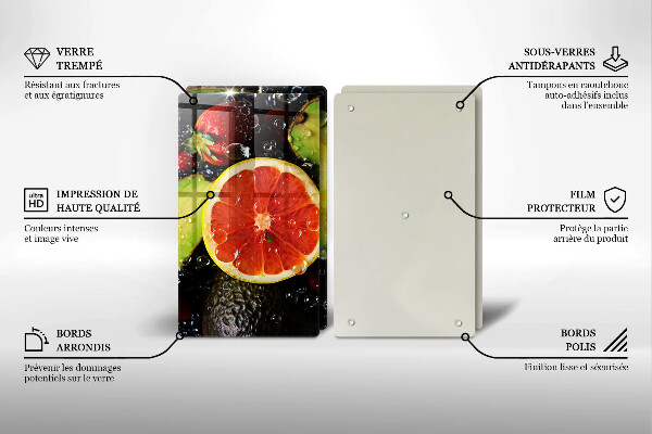 Kuchynská doska veľká zo skla Ovocie a zelenina