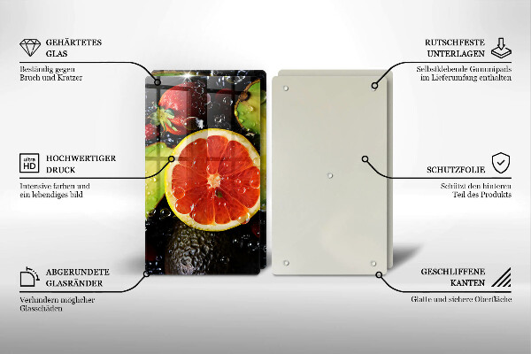 Kuchynská doska veľká zo skla Ovocie a zelenina