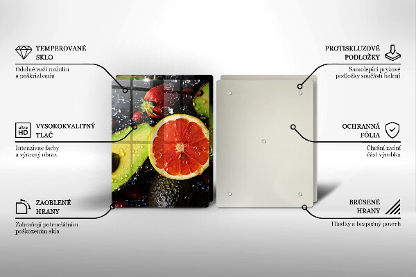 Kuchynská doska veľká zo skla Ovocie a zelenina