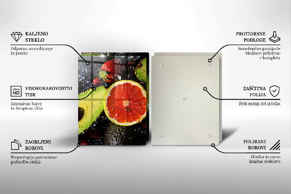 Kuchynská doska veľká zo skla Ovocie a zelenina
