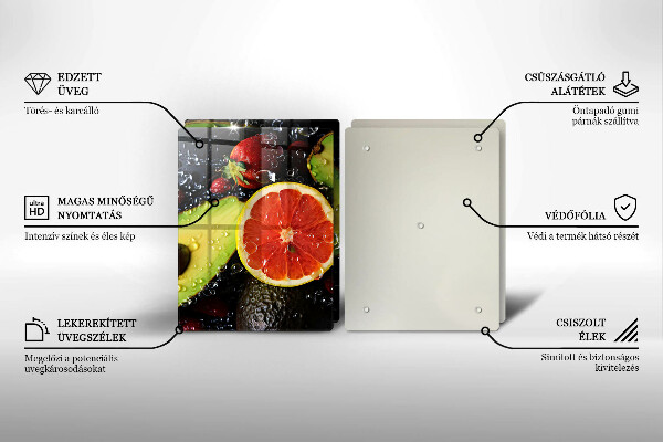 Kuchynská doska veľká zo skla Ovocie a zelenina