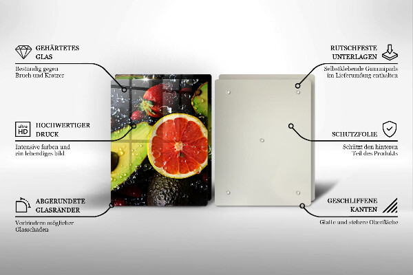 Kuchynská doska veľká zo skla Ovocie a zelenina