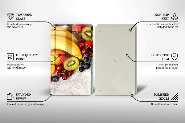 Kuchynská doska veľká zo skla Dovolenkové ovocie