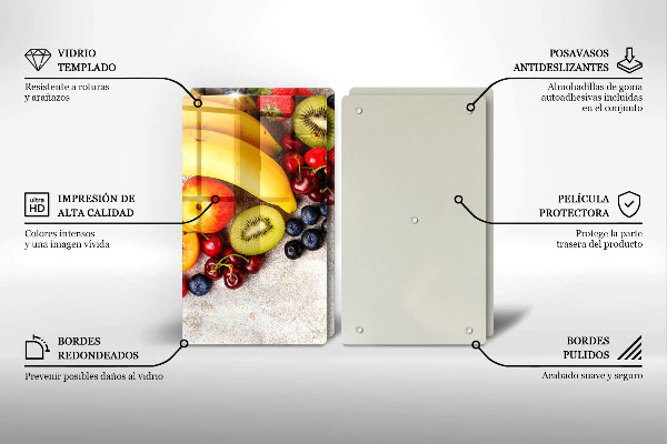 Kuchynská doska veľká zo skla Dovolenkové ovocie