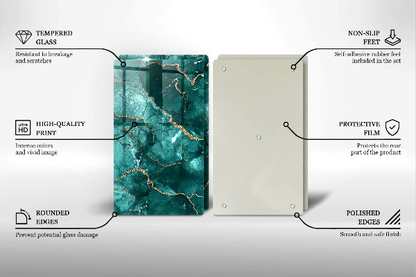 Kuchynská doska veľká zo skla Modrý mramor