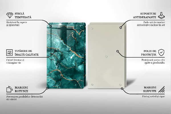 Kuchynská doska veľká zo skla Modrý mramor