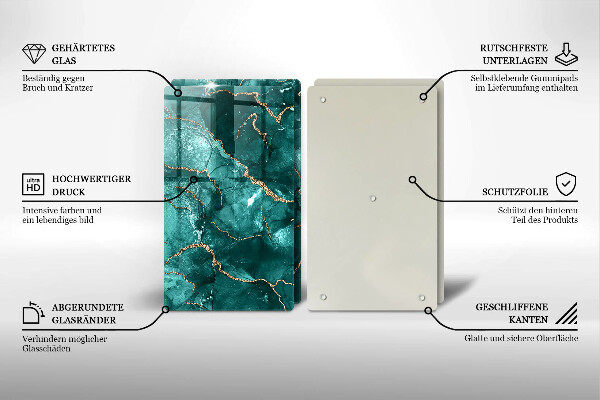 Kuchynská doska veľká zo skla Modrý mramor